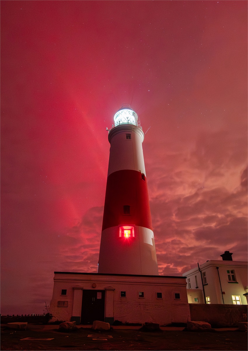 Aurora over Portland Bill Lighthouse photographic print